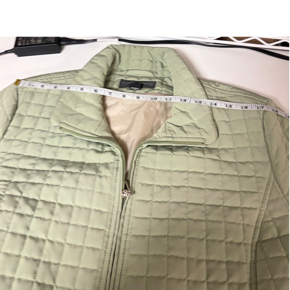 Portrait Womens 1X Sage Green Quilted Zip Front Jacket Lightweight Coat Pocketed - Picture 8 of 8